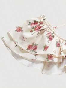 MOD Vestido de longitud media con mangas tipo gorra y estampado floral para mujer - Multicolor - Ver 4
