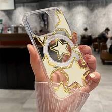 Funda para teléfono: 1 funda para teléfono con purpurina y estrellas, adecuada para Apple  11 12 13 14 15 16 17 Pro Max/Plus/Air. Funda magnética transparente para teléfono móvil, moderna, divertida, linda y a la moda, se puede regalar a amigos. - transparente - Ver 6