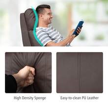 GOFLAME Single Reclining Sofa Padded Reclining Chair For Living Room With Adjustable Backrest Side Pocket For Storage - Brown - View 6