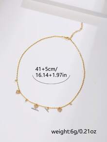 1 chiếc dây chuyền nữ, mặt dây chuyền hình trái tim bằng đồng khảm đá Zirconia tinh tế, đính hạt Zirconia và tua rua, phụ kiện đeo hàng ngày. - Vàng - Xem 7