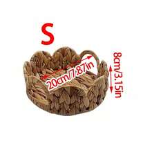 3pcs (S+M+L)/1pc Handwoven Willow Baskets, Scalloped Edge Water Hyacinth Rectangular Storage Baskets, Decorative Wicker Baskets For Coffee Table And Furniture Decor, Holiday Gift Organizer, Boho Reusable Storage Bins For Stationery, Closet, Toys, Cosmetics, Desk Organization, Ideal Gift Basket - Ginger - View 7