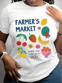 Camisetas de Verano para Mujer, Estilo Vintage, con Estampado de Frutas y Flores del Mercado de Agricultores, 100% Transpirables, Frescas y Cómodas - Blanco - Ver 7