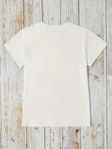 Camiseta Deportiva Casual de Tallas Grandes para Mujer 0-8 |     Gris Claro con Estampado "CHAMPAGNE Is My Relax" |     Corte relajado, manga corta, cuello redondo |     Camisetas para Mujer, Lavables a Máquina, Comodidad para Todas las Temporadas |     Corte relajado |     Camisa de talla grande > Hermosa. - Blanco - Ver 3