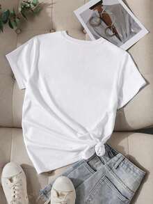 disfraz halloween hombreTalla grande Camiseta Estampado Caricatura Oso Letra Moda Casual Camiseta De Talla Grande Mujer Simple Manga Corta Topplayera de hombretwilight Y2k Camiseta Camisa De - Blanco - Ver 2