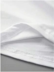 Camiseta manga corta cuello redondo 100% algodón, estampado trendy, tejido ligero y ventilado, estilo moda casual, apta para vida diaria, salidas informales y citas en primavera, verano y otoño - Blanco - Ver 4