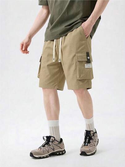 Men's Summer Multi-Pocket Cargo Shorts, Drawstring Waist Relaxed Fit Straight Leg Casual Outdoor Sports Pants