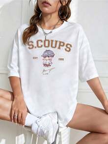 Camiseta Unisex con Estampado Chibi K-Pop, Cuello Redondo, Manga Corta, Diseño Oversized, Ideal para Fans - Negro - Ver 1