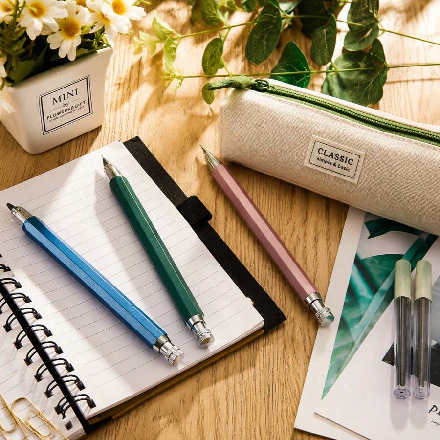 5.6mm Mechanical Pencil For Manga Drawing & Sketching, Break-Resistant Lead, 2B/4B/6B/8B Optional Refills, Metal - 0.5mm send lead core - View 1