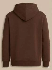 Women's Unisex Kangaroo-Style Sweatshirt, Plain Hooded Sweatshirt, Fleece Jacket, Thick Knit, Comfortable Winter Style, Warm, Brazilian Style, Fashion. - 巧克力棕 - 查看 5