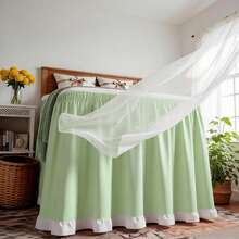 1pc [Over 12,000 Collected] Multi-Color Ruffled Dorm Bed Skirt, Wrap-Around Design With Adjustable Elastic Band, Suitable For Dorm Bedding Set, Skirt Height: 36 Inches, Fits Adjustable Bed Skirt And Box Spring, Soft, Durable, Wrinkle-Resistant Fabric - Made Of Premium Microfiber, Dustproof Pleated Style, Fade-Resistant, Machine Washable. - Grass Green - TwinXL 36" Drop - View 7