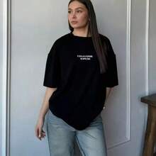 Camiseta de manga corta de algodón holgada, moderna y elegante, estilo europeo y americano, con estampado, para el verano de 2026, una camiseta de nicho versátil y a la moda para mujer. - Blanco - Ver 8