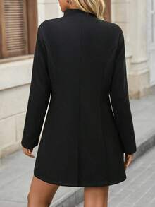 Abrigo de mujer, ropa exterior casual de unicolor simple para otoño/invierno, abrigos de invierno para mujeres, chaquetas - Negro - Ver 2