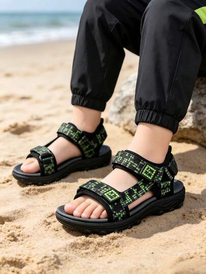 Children's Summer Open Toe Lightweight Convenient Hook And Loop Non-Slip Wear-Resistant Outdoor Beach Sports Fashion Sandals
