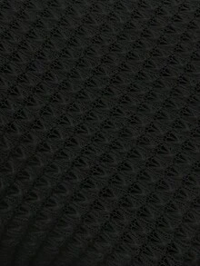 Camiseta de punto de gofre de cuello en V sólido, de manga corta, casual para primavera y verano - Negro 2 - Ver 7