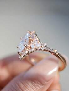 1pc Vintage Leaf Design Engagement Ring, Suitable For Women Wedding Proposal Party Jewelry Gift - Rose Golden - View 6