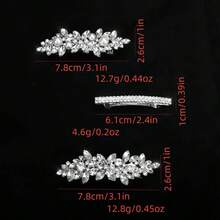 4pcs Rhinestone Flower Spring Clip Hair Clips, Elegant Princess Style Headpiece For Bridesmaids, Wedding, Party, Suitable For Bun Hairstyles,Hair Claws,Clips For Hair - Silver - View 2