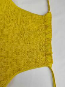 Vestido largo unicolor con falda amplia, estilo elegante primavera 2026 - Amarillo - Ver 4