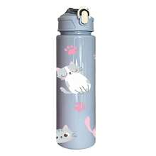 1/5pcs 750ml Cute Cat Print Water Bottle With Strap - Leak-Proof Sports Water Bottle With Various Adorable Cartoon Cat Designs In Light Blue, Blue, Purple And Pink, Suitable For Cat Lovers, Children, Teenagers And Students For School, Fitness, Outdoor Activities Or Daily Use. Also A Cute And Fun Gift For Birthday, Back To School Or Any Special Occasion. - Multicolored Kitten - View 14