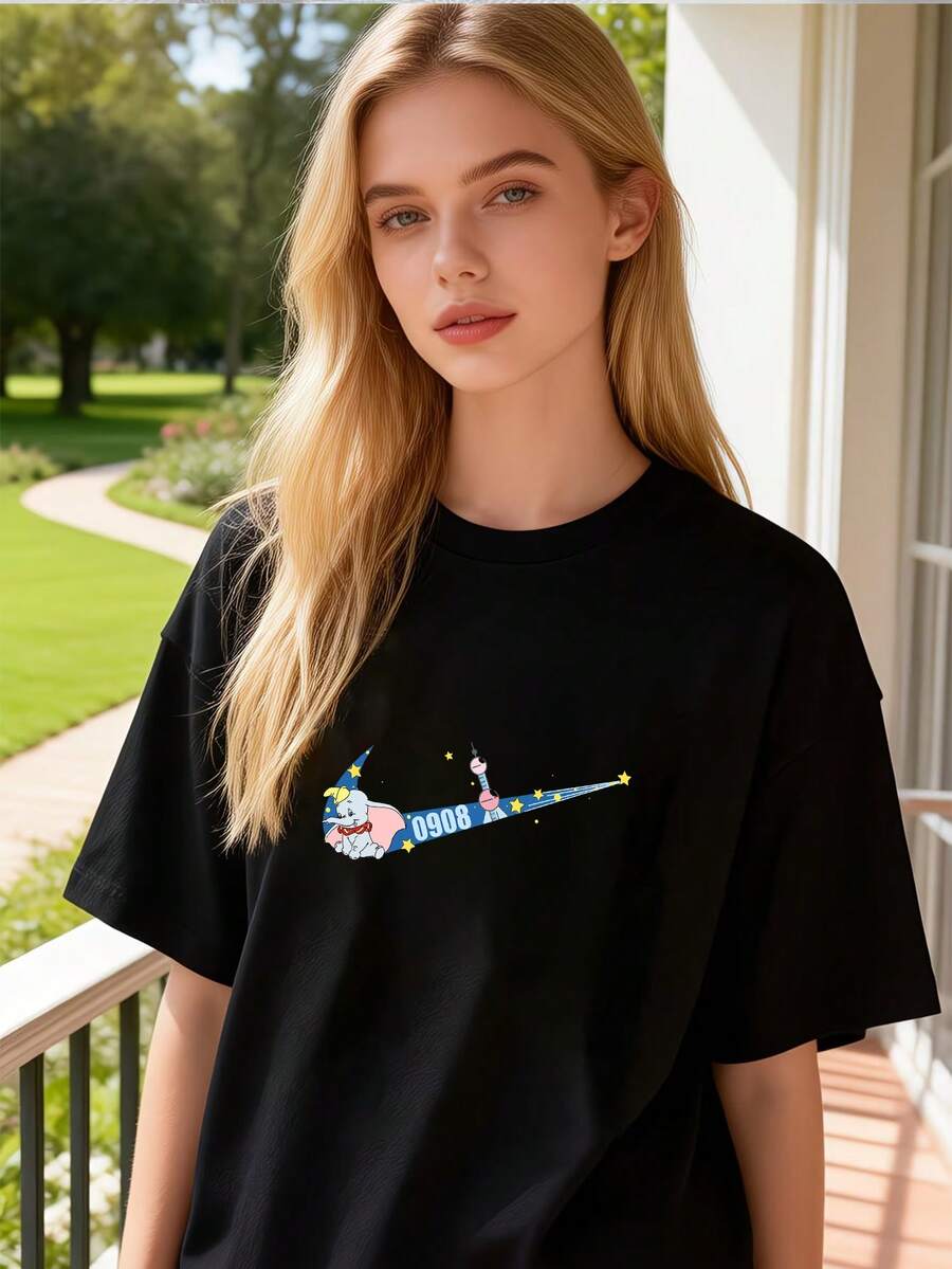 Dam-T-shirts - Svart - Visa 1