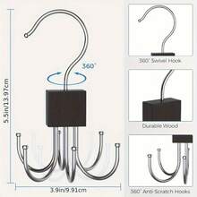 1/2pcs 6-In-1 Rotating Hanger: Wardrobe Belt Organizer Rack - Door Hanger - Multifunctional Waist Belt Hanger For Ties, Scarves, Bags - View 3