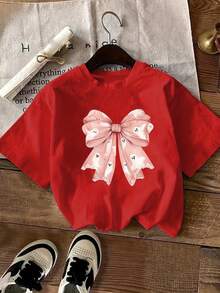 Camiseta Casual para Mujer, Básica, de Cuello Redondo y Manga Corta - Top Casual para Uso Diario, Adecuada para Primavera y Verano, Lavable a Máquina, Blusa de Cuello Redondo, No Cómoda para Uso Diario, 100% Algodón, Duradera - Rojo - Ver 1