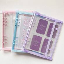 Sổ đựng sticker/ảnh 6 vòng A5 trong suốt có khóa bấm, bìa PVC, thích hợp làm sổ đựng ảnh/ảnh kỷ niệm, đồ dùng học tập và văn phòng phẩm. - A5 - Xem 1