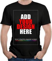 Custom T-Shirts, Create Your Own T-Shirt, Personalized T-Shirts, Add Your Design/Image/Text For Men And Women - 黑色 - 查看 5