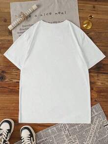 Camiseta de mujerWomen Casual Sports Streetwear Summer Tee Camisa para mujeres, camisa casual femenina, camisa elegante para mujeres, camiseta para mujeres, camisas adaptadas a mujeres con figura redonda, ropa deportiva femenina, camiseta corta con estampado, camiseta deportiva casual de estilo callejero para veranoCómoda y ligera - Blanco - Ver 3