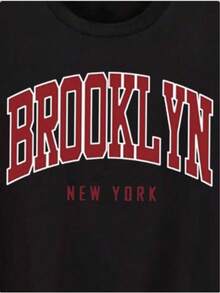 Men's T-Shirt With Letter Print - Black - View 7
