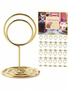 2/10/20pcs Gold Mini Desktop Card Holders, Decorative For Wedding, Party, Birthday, Anniversary Celebration - Multicolor - View 1
