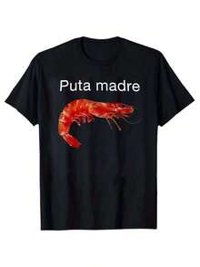 T-shirt con estampado de camarón travieso y cómico para hombres, adecuado para deportes al aire libre durante todo el año, diseño neutro para fiestas y reuniones - Blanco - Ver 6