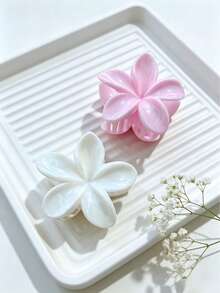 3 piezas/2 piezas Pinza de pelo con flor grande de gradiente acrílico para mujer, simple, exquisita, elegante para recogido en la parte posterior de la cabeza, peinado semi-recogido, accesorio decorativo con forma de flor, temperamento, accesorio de viaje y vacaciones, pinza adecuada para atuendos diarios - Multicolor - Ver 7