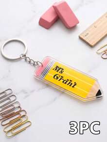1/3/5 peças, Chaveiros de Design de Lápis Acrílico Personalizados, Chaveiros com Nome Personalizado, Chaveiros com Texto Personalizável, Chaveiros Pendentes Fofos de Professor/Aluno, Artesanato Feito à Mão DIY, Adequado para Presentes do Dia do Professor, Texto de Chaveiro Personalizável Único, Acessórios Personalizados para Carro, Encantos de Bolsa, Acessórios para Carros, Presentes para Amigos ou Irmãs, Bem como Presentes para Mãe, Pai, Formatura e Professores - Multicolorido - Visão 14