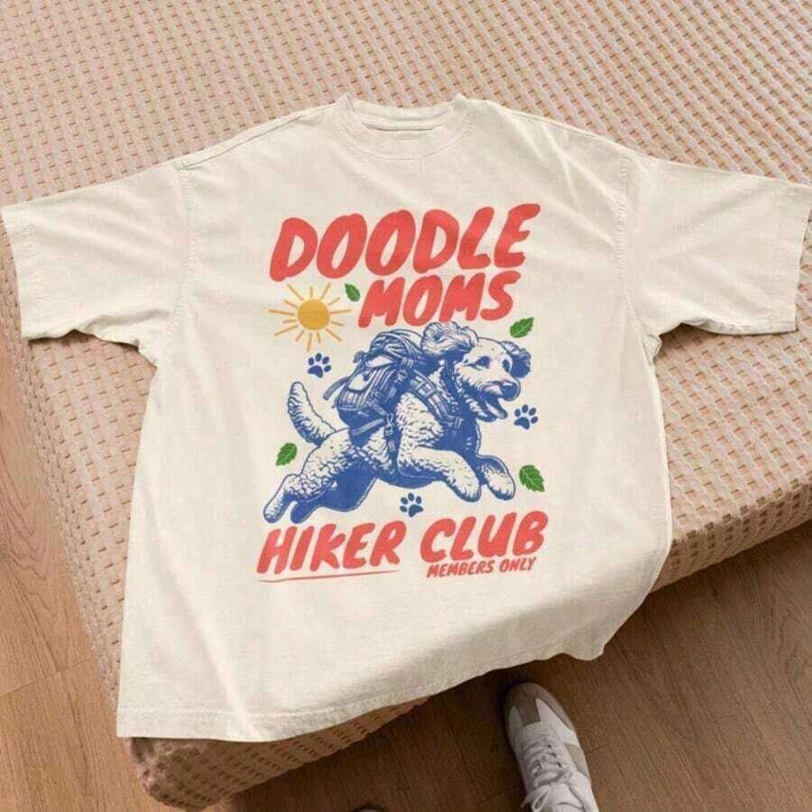 1 Piece Doodle Coffee Club Co Mfort Co Lors® T-Shirt, Labradoodle Dog T-Shirt, Gifts For Goldendoodle Mom, Labradoodle 180g 100% Cotton - 白色 5 - 查看 1