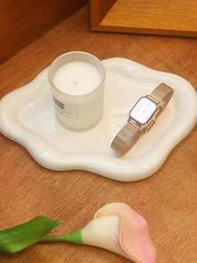 1pc Plastic Jewelry Tray Trinket Dish, Asymmetric Incense Dish, Decorative Cloud Vanity Key Tray For Women, Ring Holder Dish, Cute Jewelry Plate Bowl Room Decor Aesthetic - White - View 2