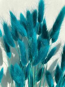 60pcs-16.5 Inch Artificial Bunny Tail Grass, Home Decor Artificial Bunny Tail Grass Branches, Suitable For Bohemian Flower Arrangement, DIY Handicrafts, Home Kitchen And Wedding Decoration, Christmas Decoration, Christmas Thanksgiving Decoration, DIY Wreath Decoration - Peacock Blue - View 6