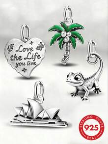 1pc Minimalist Unique 925 Sterling Silver Coconut Tree Pendant, DIY Necklace, Delicate Jewelry Gift Suitable For Women And Men - Set 1 - View 1