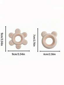 1pc Flower Teddy Bear Shaped Silicone Teether With Wooden Ring, Baby Teething Chew Toy, Multicolor Optional For Newborn Infant Molar Training - Multicolor - View 2