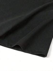 Camiseta básica de manga corta para mujer Otoño/Invierno 2025 - Cuello redondo, holgada, estampado elegante de mariposas de moda, tejido suave con excelente caída. ¡Ultra combinable! AQLJ - Negro - Ver 5