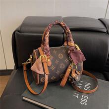 Solid Color Printed PU Leather Handbag With Detachable Crossbody Strap Women's Brown Structured Tote Bag Lightweight Versatile For Daily Use - Multicolor - View 4