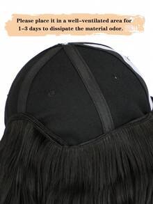 Peluca sintética de una pieza de 8 pulgadas de color negro, peluca corta rizada de color marrón, gorro de peluca resistente al calor con tamaño ajustable, adecuado para uso diario - Negro - Ver 4