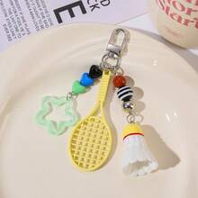 1pc Dopamine Inspired Handmade Feather Ball Keychain, Hollow Star Beaded Pendant, Cute Accessory For Bags, Couples Gift Accessories Keychains Teacher Gift Birthday Gift Charms Key Chain Bag Charm - Multicolor - View 8