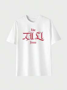 Women's Jennie Graphic T-Shirt - White With Red "Like H Jennie" Print - Design Inspired By Jennie's Song - Comfortable Crew Neck Top For Fans And Everyday Looks - Machine Washable Pure Cotton Casual T-Shirt, Premium Soft Fabric, Full Sizes S To XXL - 白色 - 查看 2