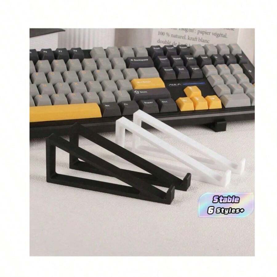 1 Pair 20° Adjustable Keyboard Risers, Made Of Durable Plastic And Metal Composite, Minimalist Solid Color, Ergonomic Tilted Design, Non-Slip Rubber Pads For Enhanced Stability - Multicolor - View 1