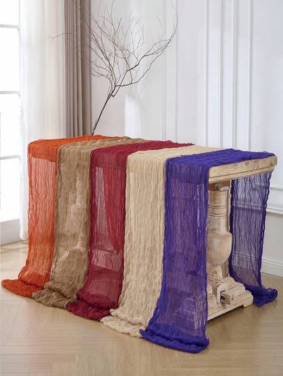 1pc Rustic Cheese Cloth Table Runner, 9.84 Ft (Approx. 3m) Earthy Ochre Color Gauze Table Cloth, Cheese Cloth Tablecloth Suitable For Wedding, Baby Shower, Home Decor, Holiday Decoration