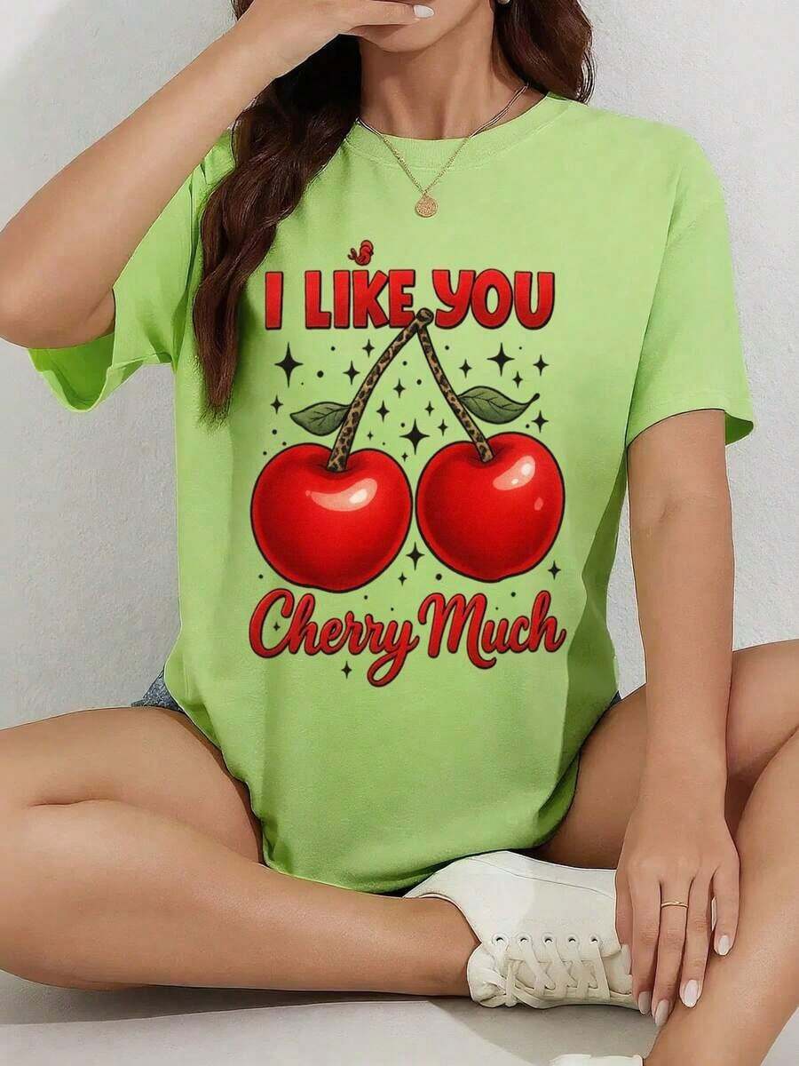 ofertas y liquidacionesPlayera Para Mujer,Divertido Cherry, Camiseta Gráfica Playera - Regalo Para Amantes De Frutas - Camiseta Mujer Manga Corta Cuello Redondo Estampado Leopardo Cerezas Estilo Casual Minimalista Veranoplayera de hombretops sudaderas para mujer Y2k Camiseta Camisa De - Blanco - Ver 1