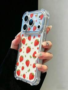 Sweet Full-Screen Strawberry Print Design TPU Transparent Four-Corner Shockproof Phone Case Compatible With Apple 17promax/17/16/15PROMAX/15PLUS/15PRO/15/14PROMAX/14PLUS/14PRO/14/13PROMAX/Promax/12PROMAX/12PRO/12/11PROMAX/11/Phone Case - Multicolor - View 2