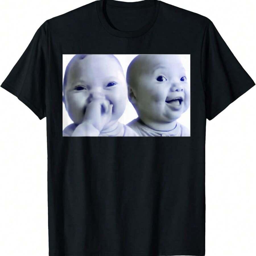 Ai Baby Holding Laugh Meme T-Shirt - 黑色 - 查看 1