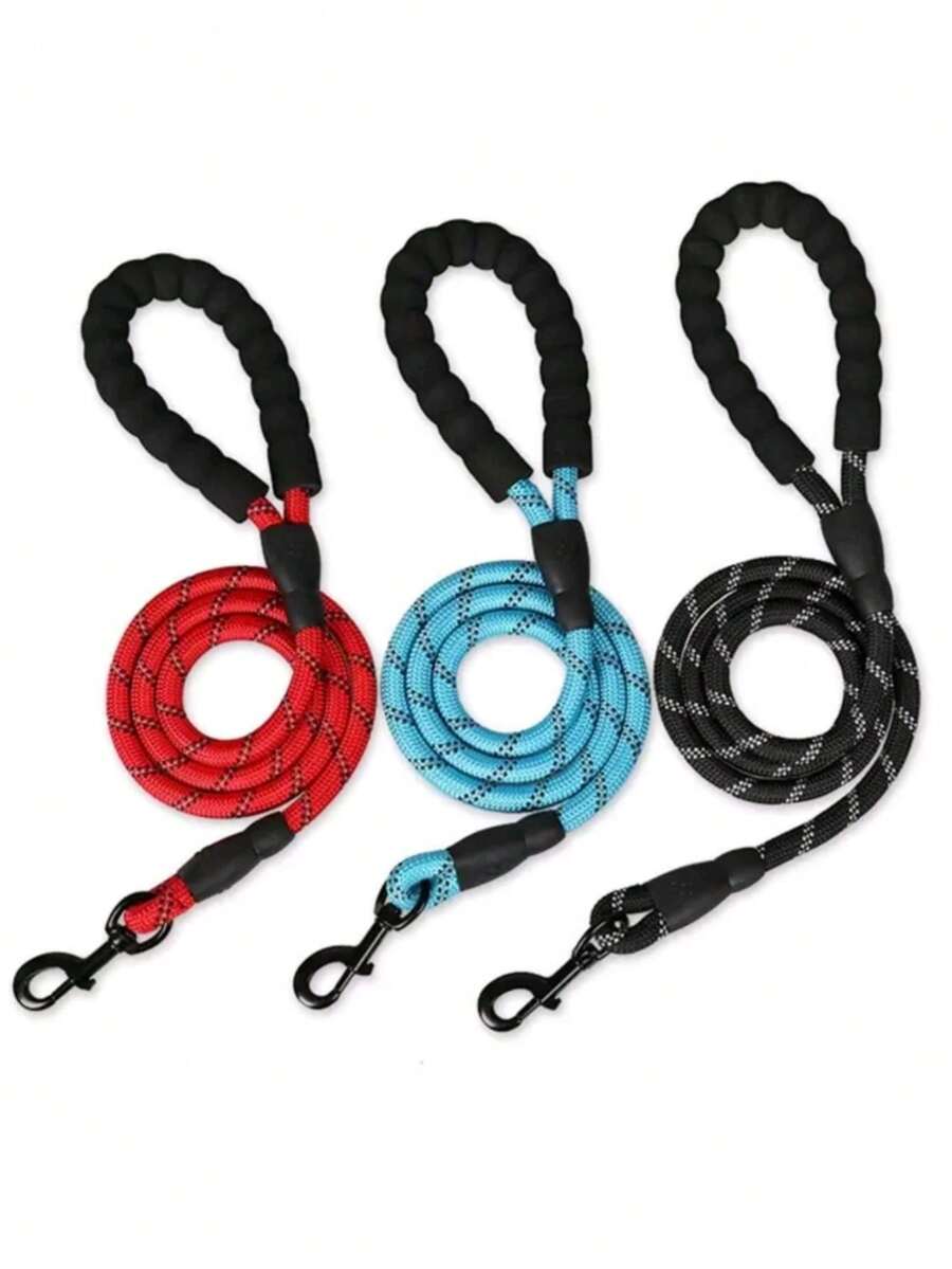 1pc Reflective Nylon Dog Leash, Suitable For Small/Medium/Large Dogs, Soft Padded Handle, Durable Outdoor Walking Training Pet Leash