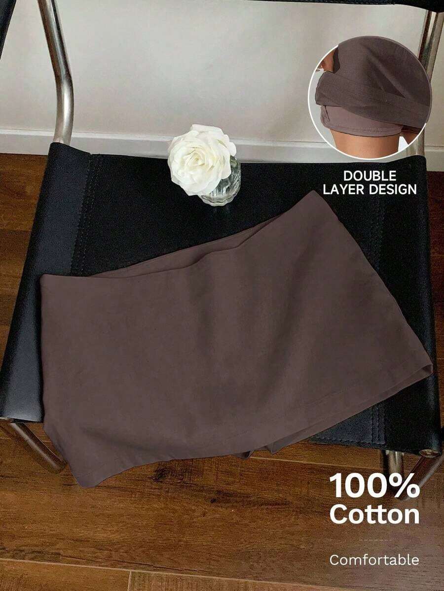 Minifalda sólida de uso casual y versátil para uso diario - Gris - Ver 1